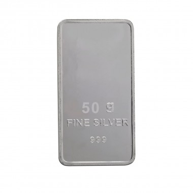 24K 50 g Sterling Silver Bar (999 Purity)
